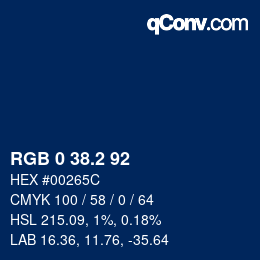 カラーコード: RGB 0 38.2 92 | qconv.com