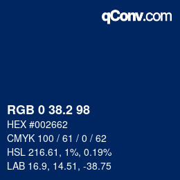 カラーコード: RGB 0 38.2 98 | qconv.com