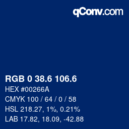 カラーコード: RGB 0 38.6 106.6 | qconv.com