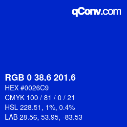 カラーコード: RGB 0 38.6 201.6 | qconv.com