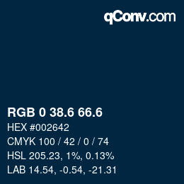 カラーコード: RGB 0 38.6 66.6 | qconv.com