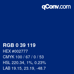 Color code: RGB 0 39 119 | qconv.com