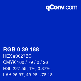 Color code: RGB 0 39 188 | qconv.com