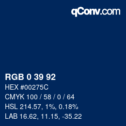 カラーコード: RGB 0 39 92 | qconv.com