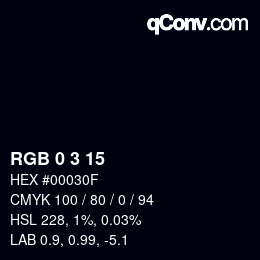 Color code: RGB 0 3 15 | qconv.com