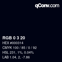 カラーコード: RGB 0 3 20 | qconv.com