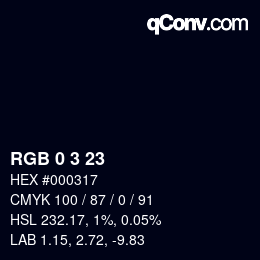 颜色代码: RGB 0 3 23 | qconv.com