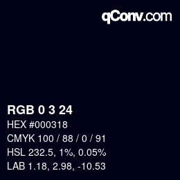 Color code: RGB 0 3 24 | qconv.com