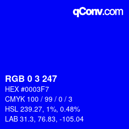 Color code: RGB 0 3 247 | qconv.com