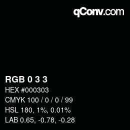 Color code: RGB 0 3 3 | qconv.com