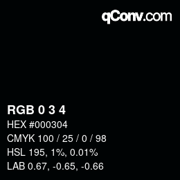 Color code: RGB 0 3 4 | qconv.com