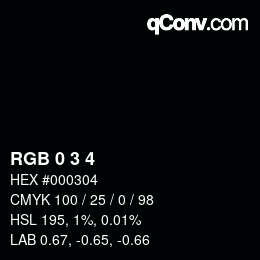 カラーコード: RGB 0 3 4 | qconv.com
