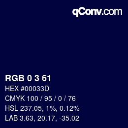 颜色代码: RGB 0 3 61 | qconv.com
