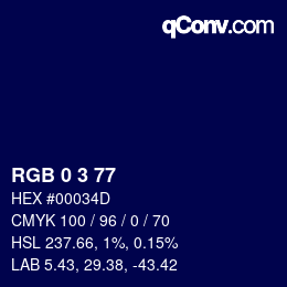 Color code: RGB 0 3 77 | qconv.com