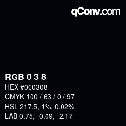 Color code: RGB 0 3 8 | qconv.com