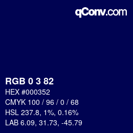 颜色代码: RGB 0 3 82 | qconv.com