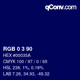 Color code: RGB 0 3 90 | qconv.com