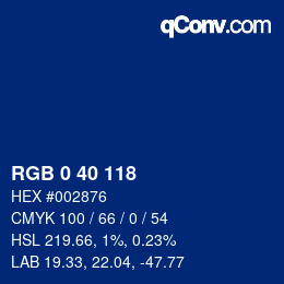 Color code: RGB 0 40 118 | qconv.com