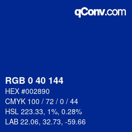 カラーコード: RGB 0 40 144 | qconv.com