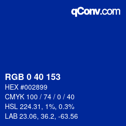 Color code: RGB 0 40 153 | qconv.com