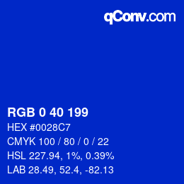 颜色代码: RGB 0 40 199 | qconv.com