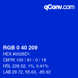 Color code: RGB 0 40 209 | qconv.com