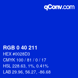 Color code: RGB 0 40 211 | qconv.com