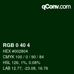 Color code: RGB 0 40 4 | qconv.com