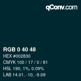 カラーコード: RGB 0 40 48 | qconv.com