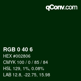 Color code: RGB 0 40 6 | qconv.com