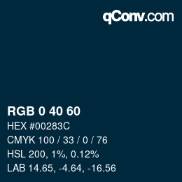 颜色代码: RGB 0 40 60 | qconv.com