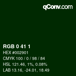 Color code: RGB 0 41 1 | qconv.com