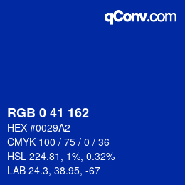 Color code: RGB 0 41 162 | qconv.com