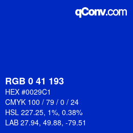 Color code: RGB 0 41 193 | qconv.com