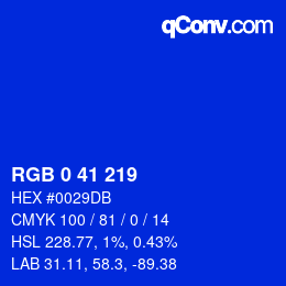 Color code: RGB 0 41 219 | qconv.com