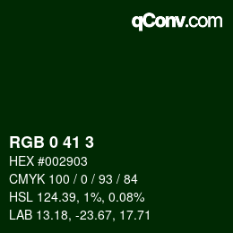 Color code: RGB 0 41 3 | qconv.com
