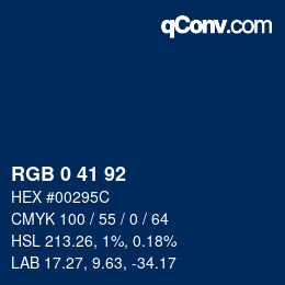 颜色代码: RGB 0 41 92 | qconv.com