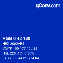 颜色代码: RGB 0 42 180 | qconv.com