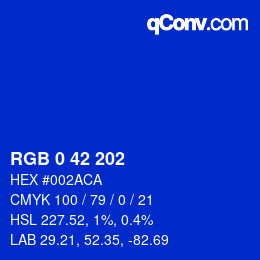 カラーコード: RGB 0 42 202 | qconv.com