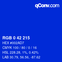 カラーコード: RGB 0 42 215 | qconv.com