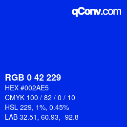 Color code: RGB 0 42 229 | qconv.com