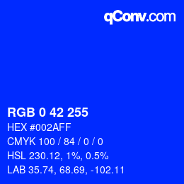 カラーコード: RGB 0 42 255 | qconv.com