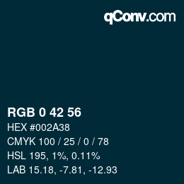 Color code: RGB 0 42 56 | qconv.com