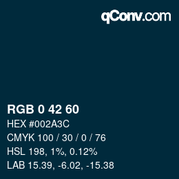 カラーコード: RGB 0 42 60 | qconv.com