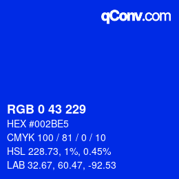 Color code: RGB 0 43 229 | qconv.com