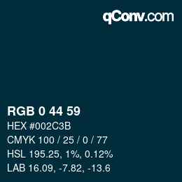 Color code: RGB 0 44 59 | qconv.com