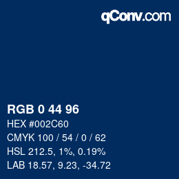 Code couleur: RGB 0 44 96 | qconv.com