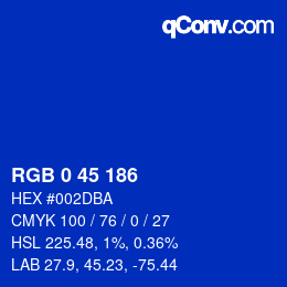 Color code: RGB 0 45 186 | qconv.com