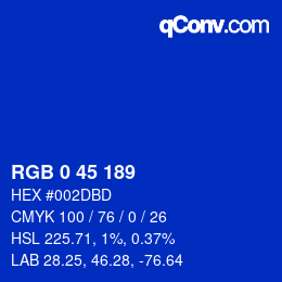 Color code: RGB 0 45 189 | qconv.com