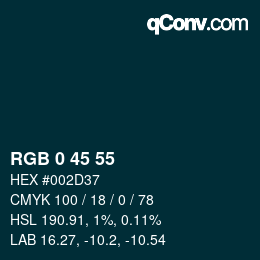 Color code: RGB 0 45 55 | qconv.com